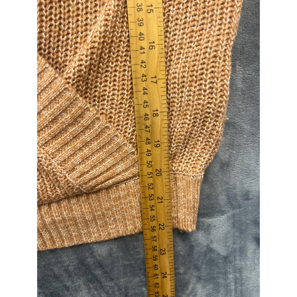 Billabong Surplice Wrap Sweater Womens Medium Tan Ribbed Knit V-Neck Boho - Picture 6 of 7